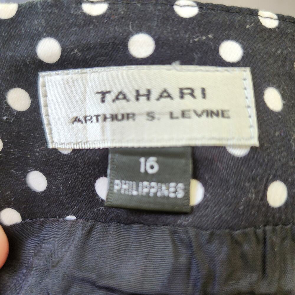 TAHARI Arthur S. Levine Size 16 Black White Polka Dot Lined Sleeveless Sundress - Picture 4 of 7